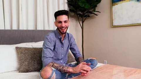 Stagcollective: Pierced Liam jerking big dick at casting