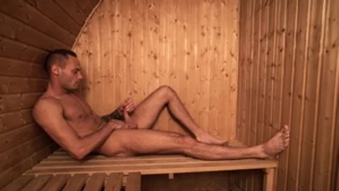 Bromo - Muscled Marty blowjob cum in the sauna