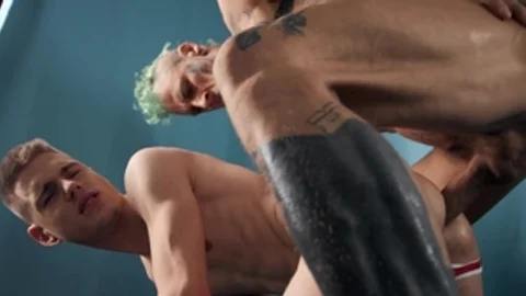 MEN: Pierced american twink boy gets a buzz out of bondage