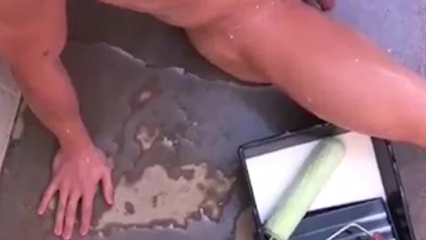 Cum Fu - Peter Le stroking outdoors
